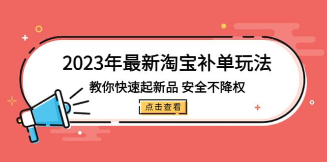 2023年最新淘宝补单玩法，教你快速起·新品，安全·不降权（18课时）-小白项目网