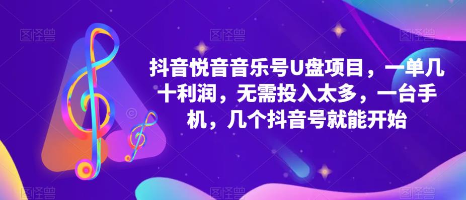 抖音音乐号U盘项目 一单几十利润 无需投入太多 一台手机 几个抖音号就开始-小白项目网