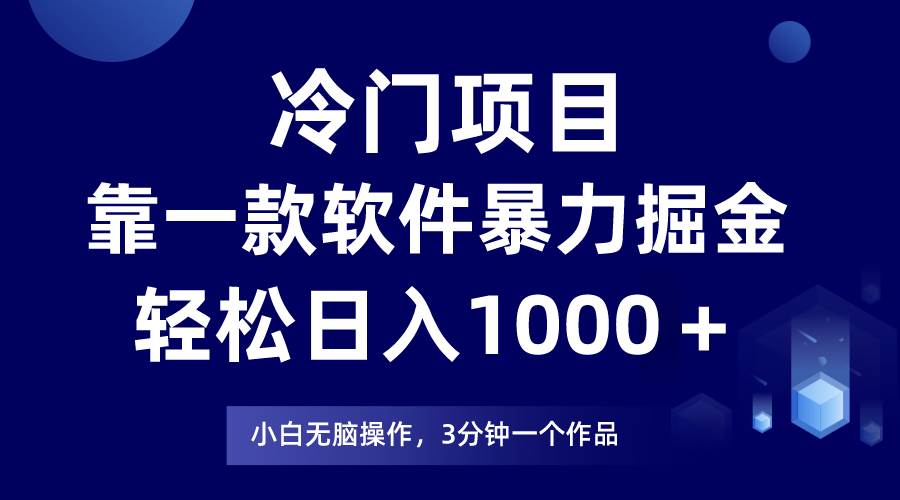 冷门项目靠一款软件，暴力掘金日入1000＋，小白轻松上手-小白项目网