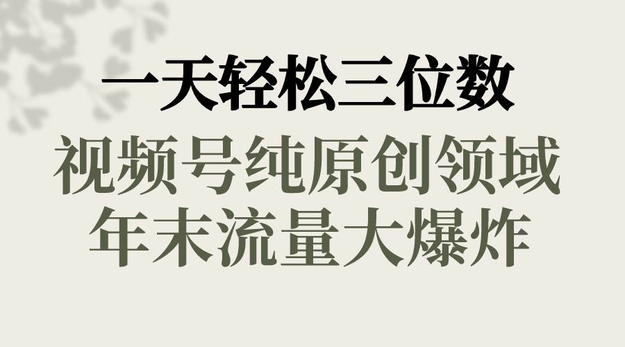 一天轻松三位数，视频号纯原创领域，春节童子送祝福，年末流量大爆炸-小白项目网