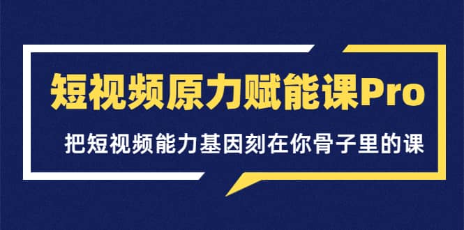 短视频原力赋能课Pro，把短视频能力基因刻在你骨子里的课（价值4999元）-小白项目网