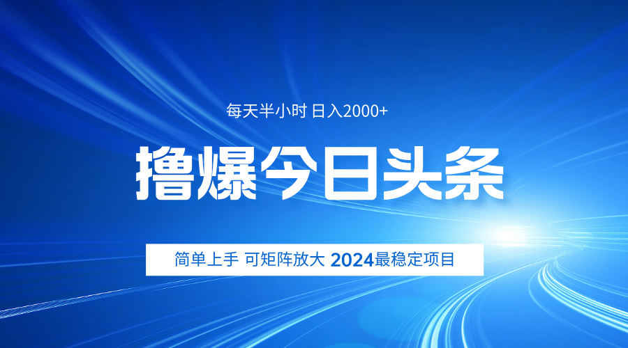 撸爆今日头条，简单无脑日入2000+-小白项目网