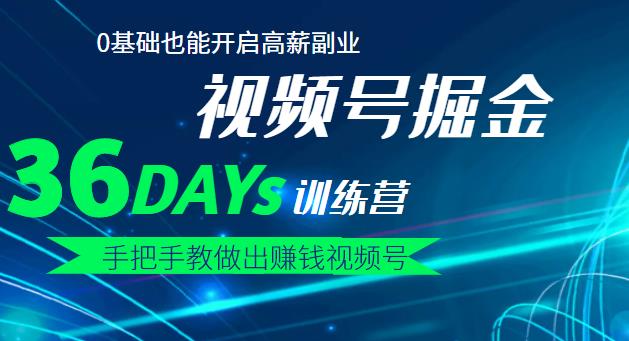 【视频号掘金营】36天手把手教做出赚钱视频号，0基础也能开启高薪副业-小白项目网