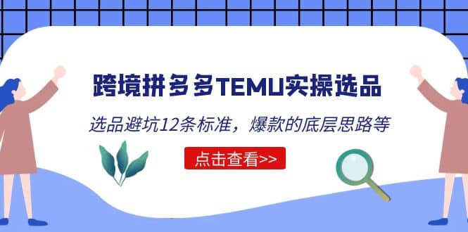 跨境拼多多TEMU实操选品运营方法，选品避坑12条标准，爆款的底层思路等-小白项目网