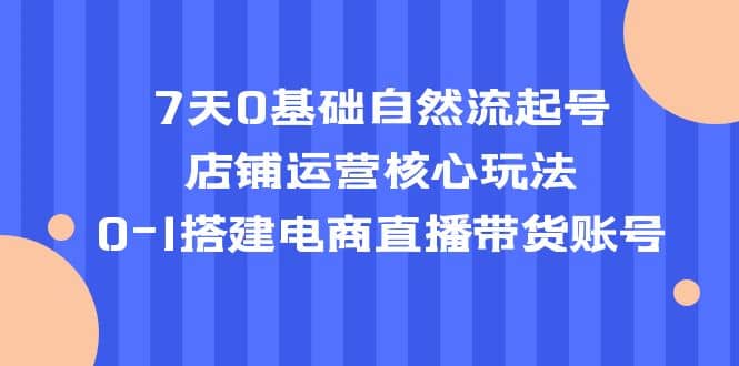 7天0基础自然流起号，店铺运营核心玩法，0-1搭建电商直播带货账号-小白项目网