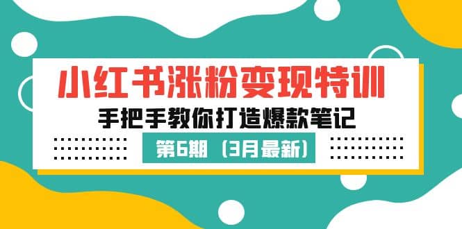 小红书涨粉变现特训·第6期，手把手教你打造爆款笔记（3月新课）-小白项目网