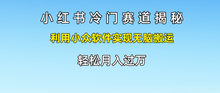 小红书冷门赛道揭秘,轻松月入过万，利用小众软件实现无脑搬运， - 小白项目网-小白项目网