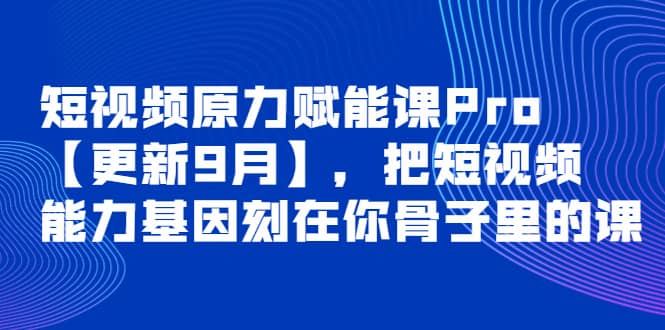 短视频原力赋能课Pro【更新9月】，把短视频能力基因刻在你骨子里的课-小白项目网