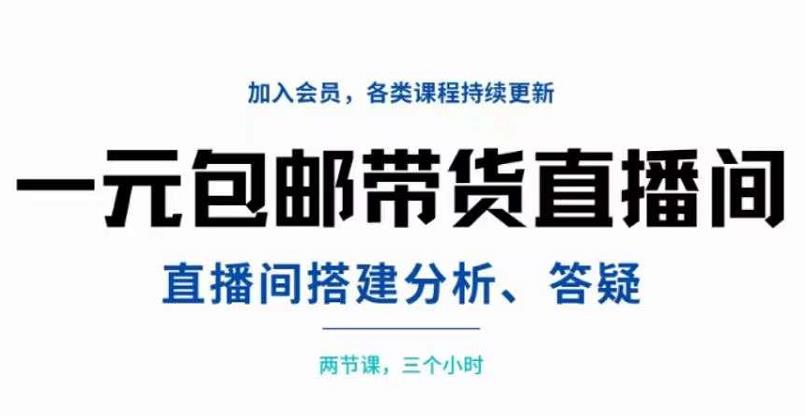 一元包邮带货直播间搭建，两节课三小时，搭建、分析、答疑-小白项目网