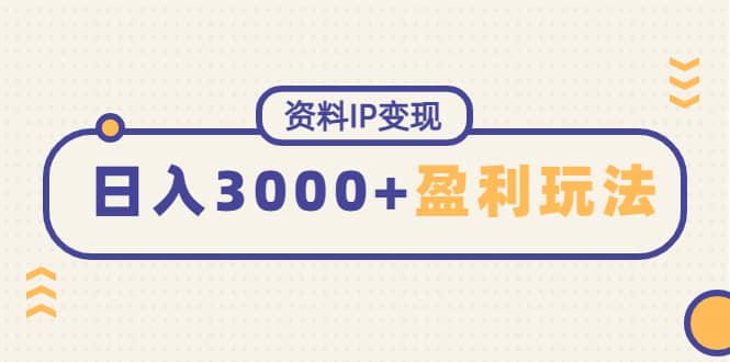 资料IP变现，持续性盈利玩法-小白项目网