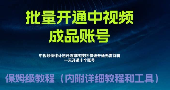 外面收费1980暴力开通中视频计划教程，附 快速通过中视频伙伴计划的办法-小白项目网