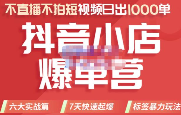 2022年抖音小店爆单营，不直播、不拍短视频、日出1000单，暴力玩法-小白项目网