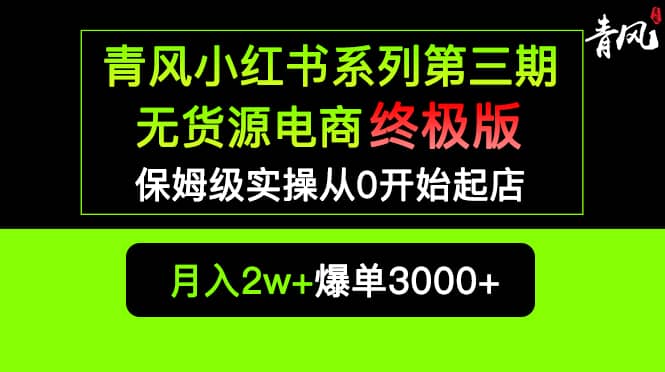 小红书无货源电商爆单终极版【视频教程+实战手册】保姆级实操从0起店爆单-小白项目网