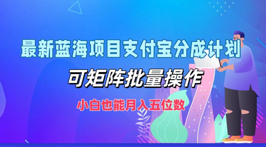 最新蓝海项目支付宝分成计划，小白也能月入五位数，可矩阵批量操作-小白项目网