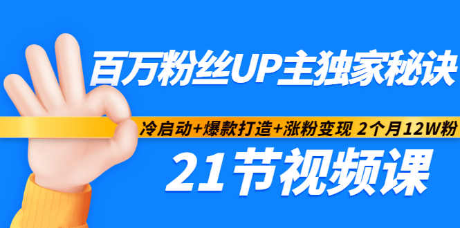 百万粉丝UP主独家秘诀：冷启动+爆款打造+涨粉变现2个月12W粉（21节视频课)-小白项目网