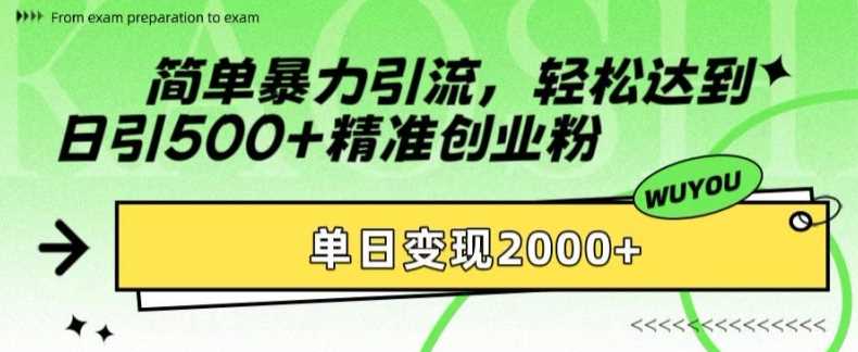 简单暴力引流轻松达到日引500+精准创业粉，单日变现2k【揭秘】 - 小白项目网-小白项目网