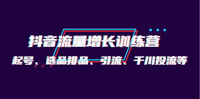 月销1.6亿实操团队·抖音流量增长训练营：起号、选品排品、引流 千川投流等-小白项目网