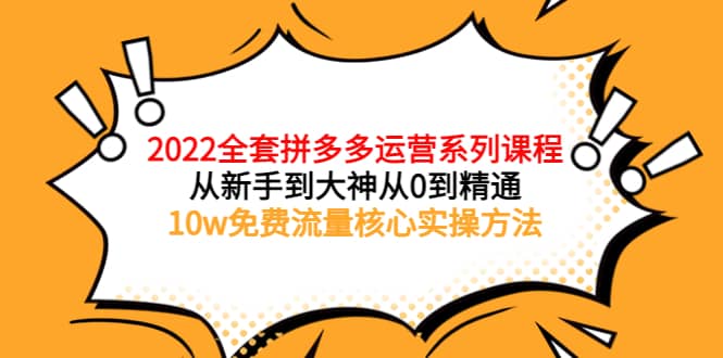 2022全套拼多多运营课程，从小白到大神从0到精通，10w免费流量核心实操方法-小白项目网