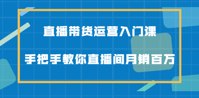 直播带货运营入门课，手把手教你直播间月销百万-小白项目网