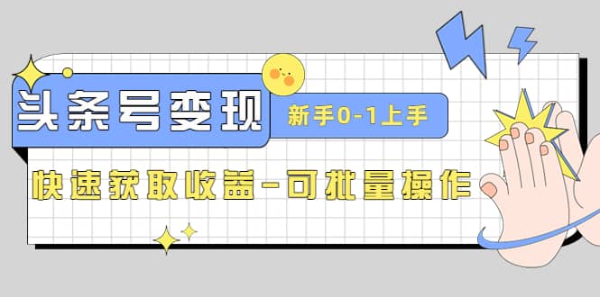 2023头条号实操变现课：小白0-1轻松上手，快速获取收益-可批量操作-小白项目网