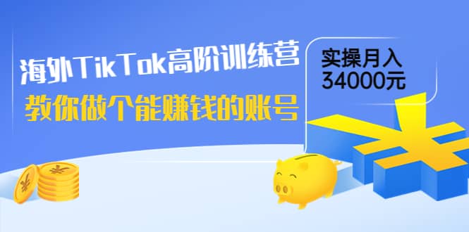 海外TikTok高阶训练营：教你做个能赚钱的账号，实操月入34000元！-小白项目网