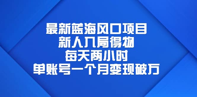 最新蓝海风口项目，新人入局得物，每天两小时，单账号一个月变现破万-小白项目网