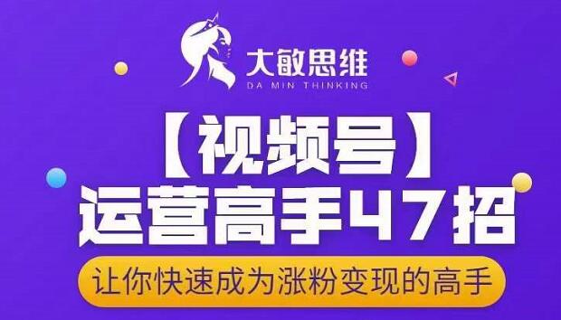 大敏思维-视频号运营高手47招，让你快速成为涨粉变现高手-小白项目网