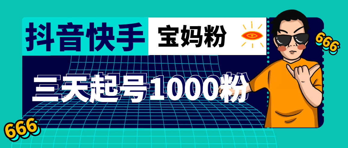 抖音快手三天起号涨粉1000宝妈粉丝的核心方法【详细玩法教程】-小白项目网