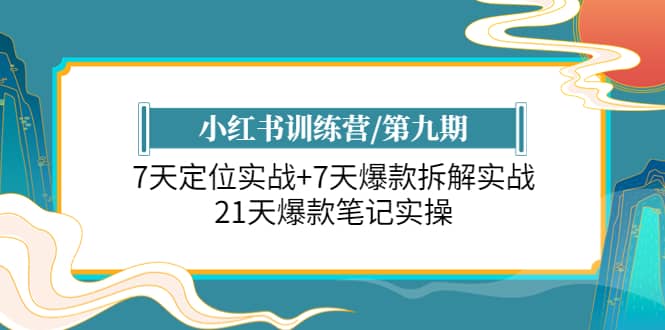 小红书训练营/第九期：7天定位实战+7天爆款拆解实战，21天爆款笔记实操-小白项目网