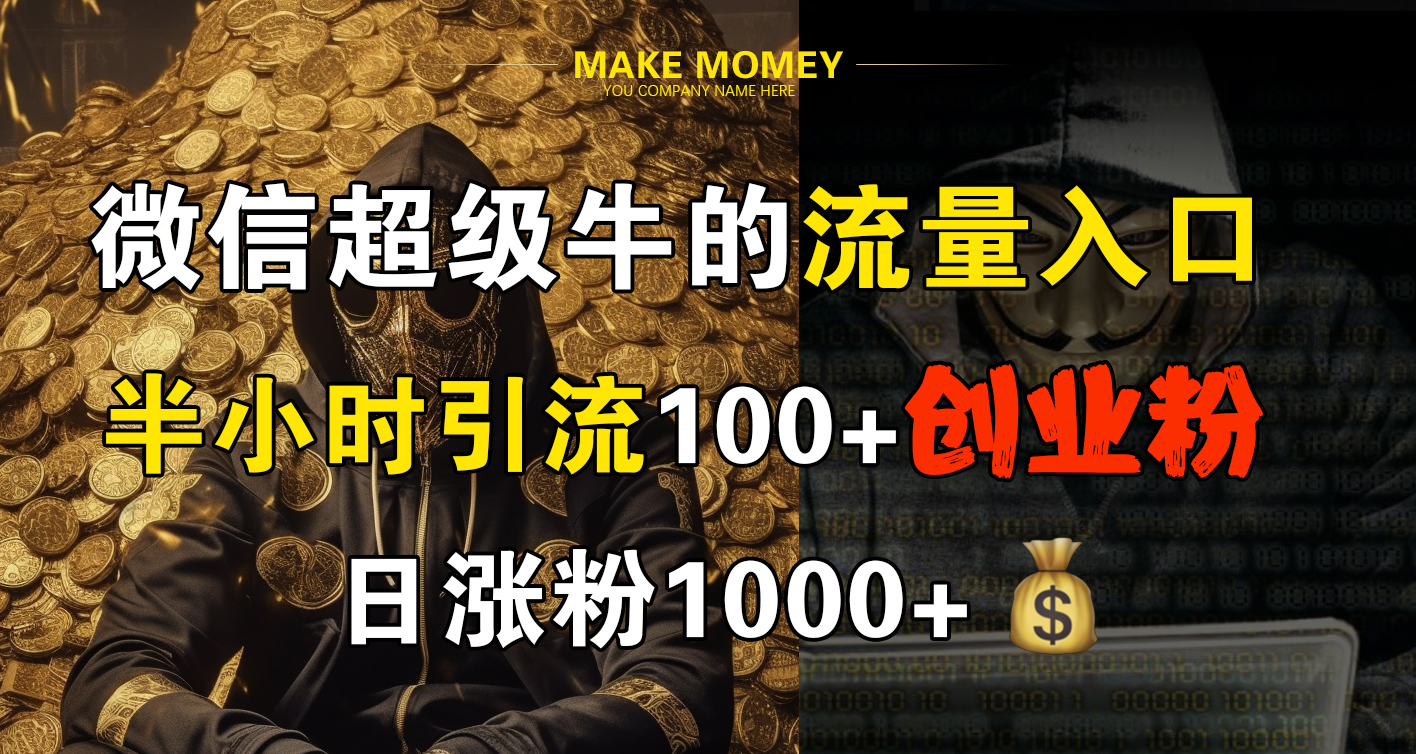 微信超级牛的流量入口，半小时引流100+创业粉，日涨粉1000+ - 小白项目网-小白项目网