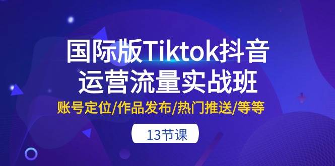 国际版Tiktok抖音运营流量实战班：账号定位/作品发布/热门推送/等等-13节-小白项目网