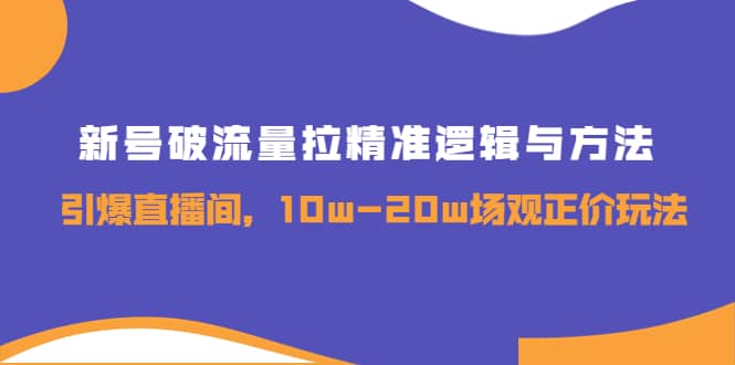 新号破流量拉精准逻辑与方法，引爆直播间，10w-20w场观正价玩法-小白项目网