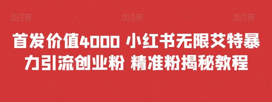 首发价值4000 小红书无限艾特暴力引流创业粉 精准粉揭秘教程-小白项目网