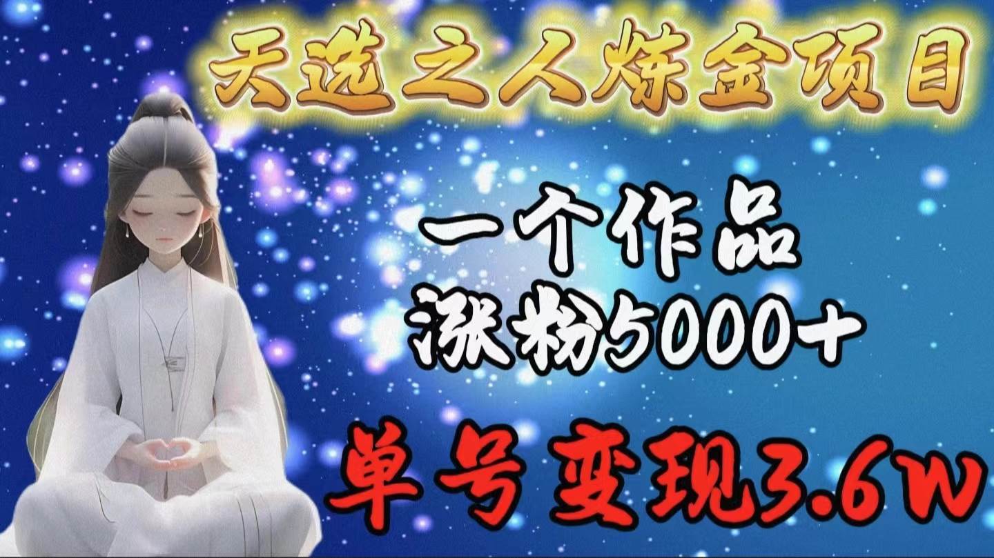 天选之人炼金项目，一个作品涨粉5000+，单号变现3.6w-小白项目网