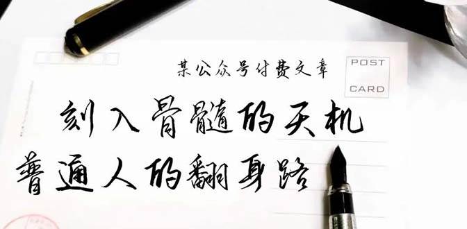 某公众号付费文章：刻入骨髓的天机，揭露“普通人的翻身路” 这件通天大事-小白项目网