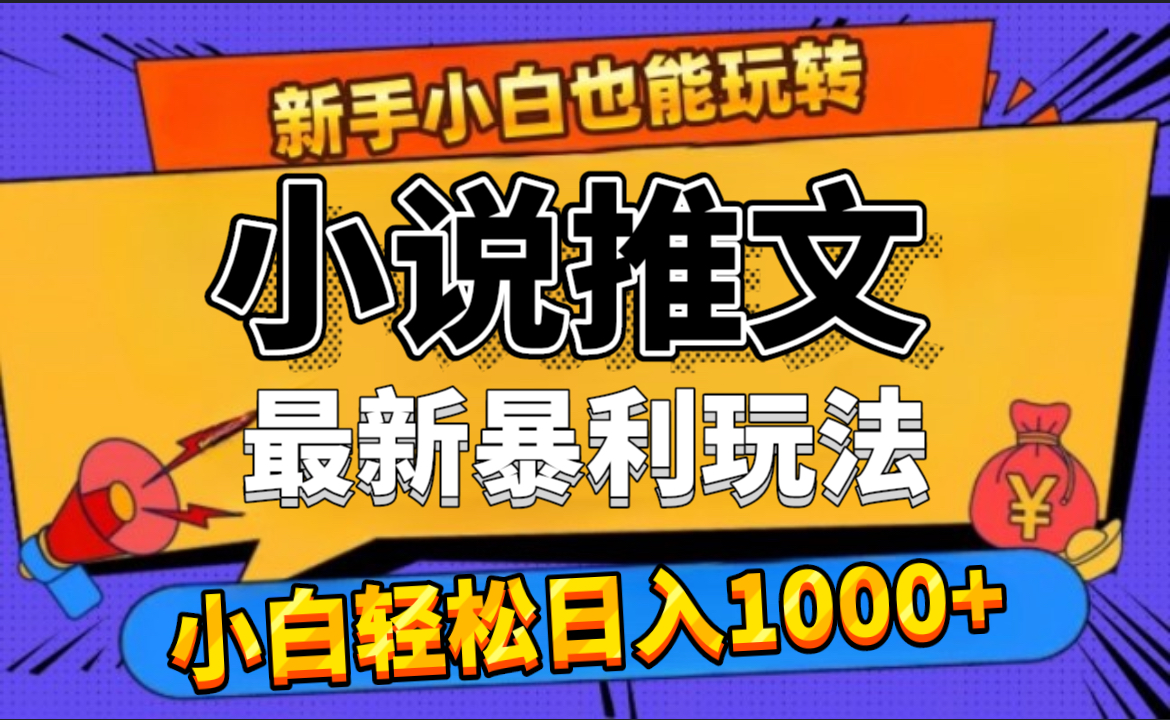 24年最新小说推文暴利玩法，0门槛0风险，轻松日赚1000+ - 小白项目网-小白项目网