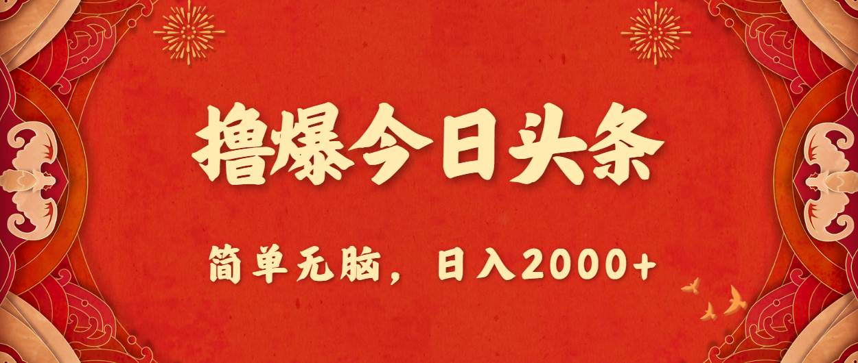 撸爆今日头条，简单无脑，日入2000+-小白项目网