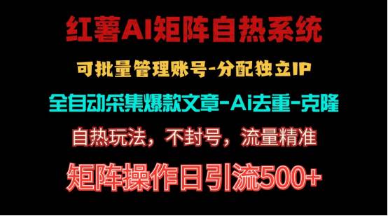 红薯矩阵自热系统，独家不死号引流玩法！矩阵操作日引流500+-小白项目网