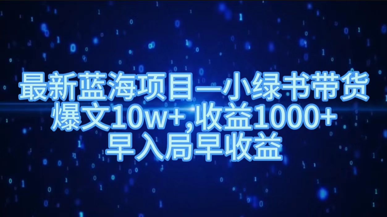 最新蓝海项目小绿书带货，爆文10w＋，收益1000＋，早入局早获益！！ - 小白项目网-小白项目网