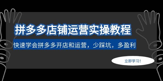 拼多多店铺运营实操教程：快速学会拼多多开店和运营，少踩坑，多盈利-小白项目网