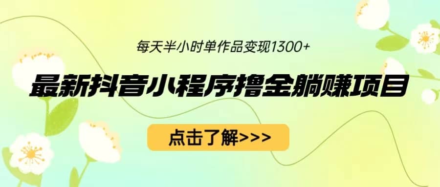 最新抖音小程序撸金躺赚项目，一部手机每天半小时，单个作品变现1300+-小白项目网