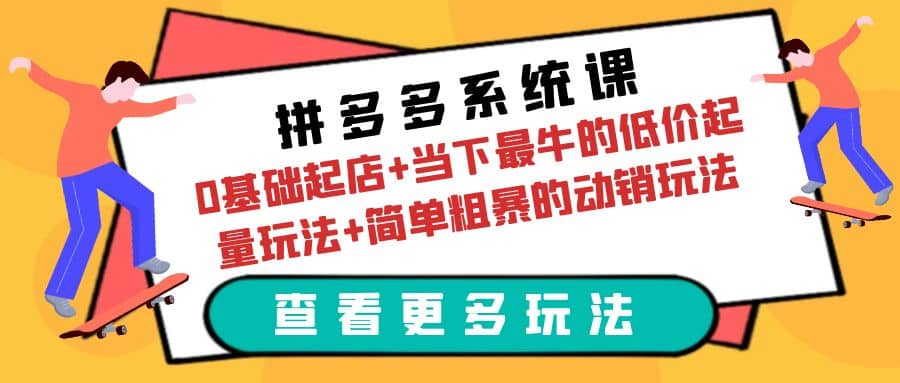 拼多多系统课：0基础起店+当下最牛的低价起量玩法+简单粗暴的动销玩法-小白项目网