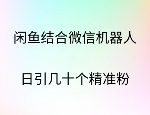 闲鱼结合微信机器人，日引几十个精准粉 - 小白项目网-小白项目网