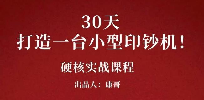 康哥30天打造一台小型印钞机：躺赚30万的项目完整复盘（视频教程）-小白项目网