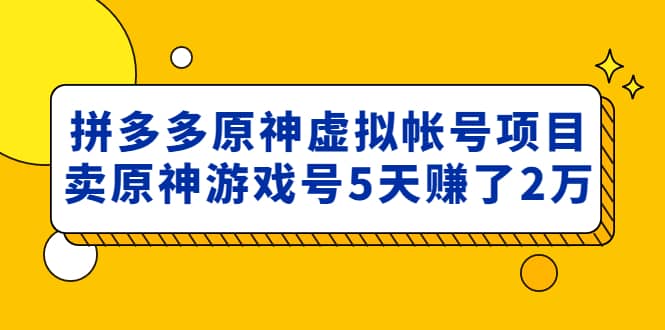 外面卖2980的拼多多原神虚拟帐号项目-小白项目网