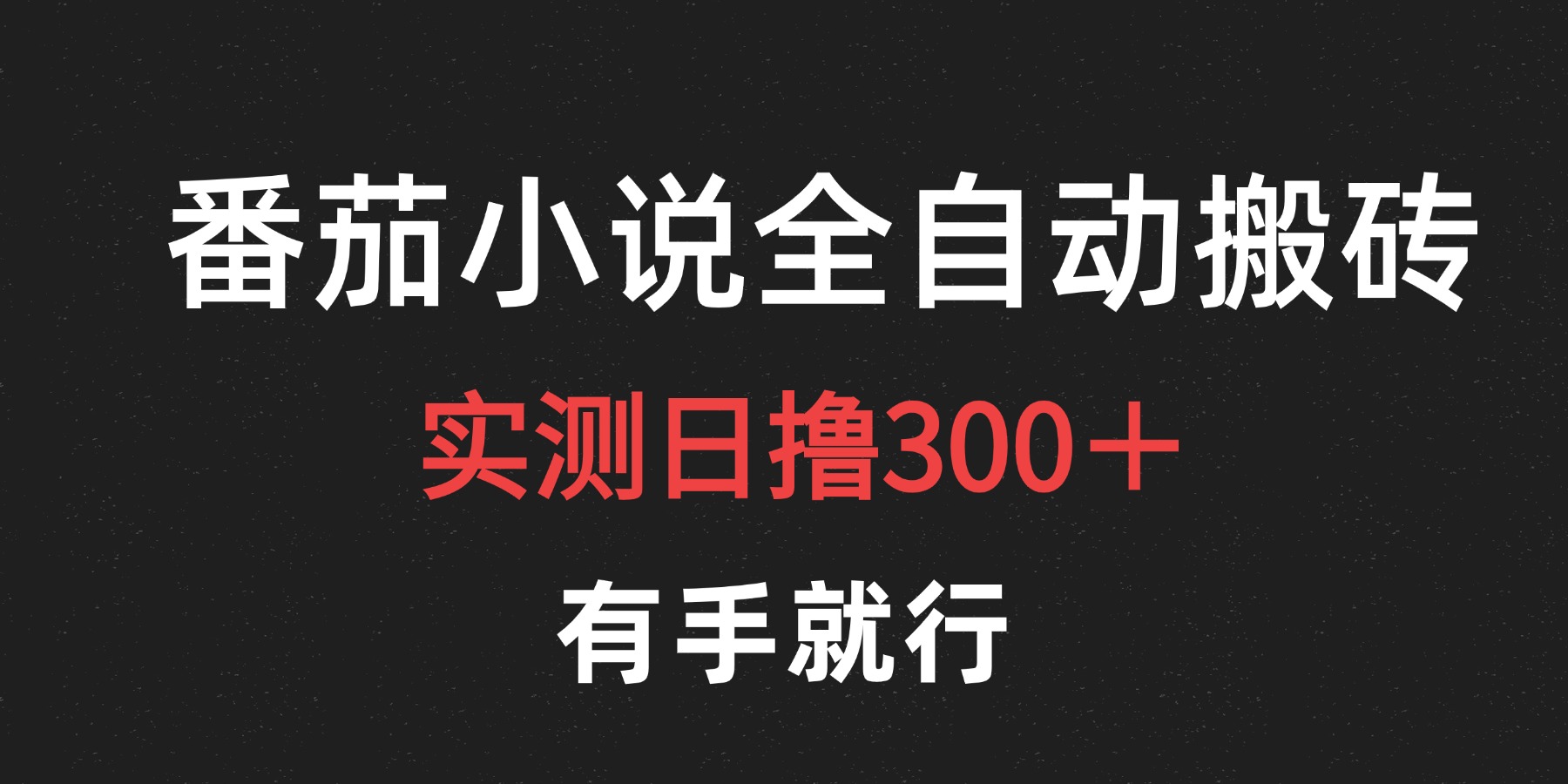 最新番茄小说挂机搬砖，日撸300＋！有手就行，可矩阵放大-小白项目网