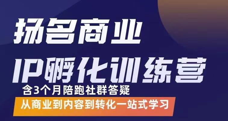 杨名商业IP孵化训练营，从商业到内容到转化一站式学 价值5980元-小白项目网