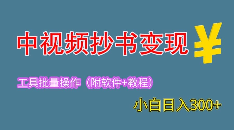 2023中视频抄书变现（附工具+教程），一天300+，特别适合小白操作的副业-小白项目网