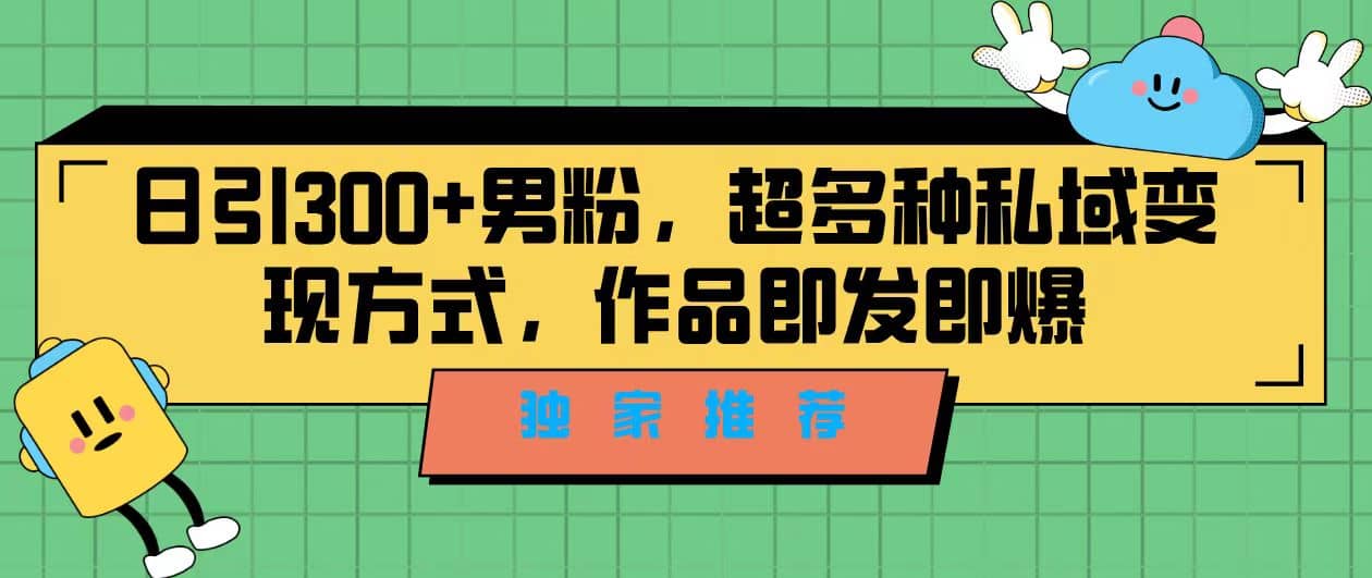 独家推荐！日引300+男粉，超多种私域变现方式，作品即发即报-小白项目网