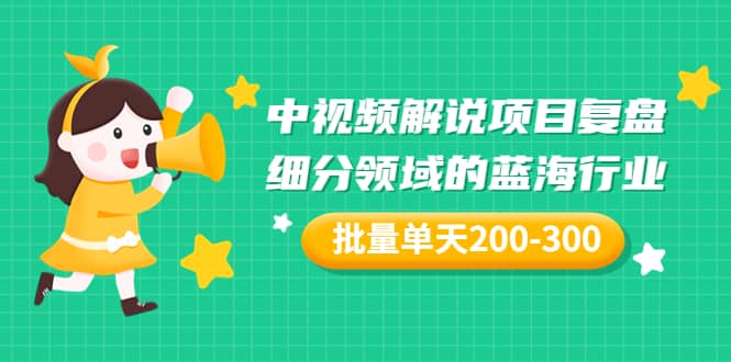 某付费文章：中视频解说项目复盘：细分领域的蓝海行业 批量单天200-300收益-小白项目网